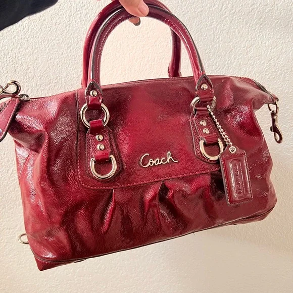 COACH Ashley Red Patent Satchel/Shoulder Bag F15455 - Picture 4 of 13